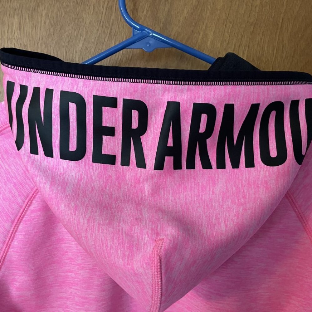 Girls Under Armour Hoodie Bright Pink Size Large - Picture 5 of 6